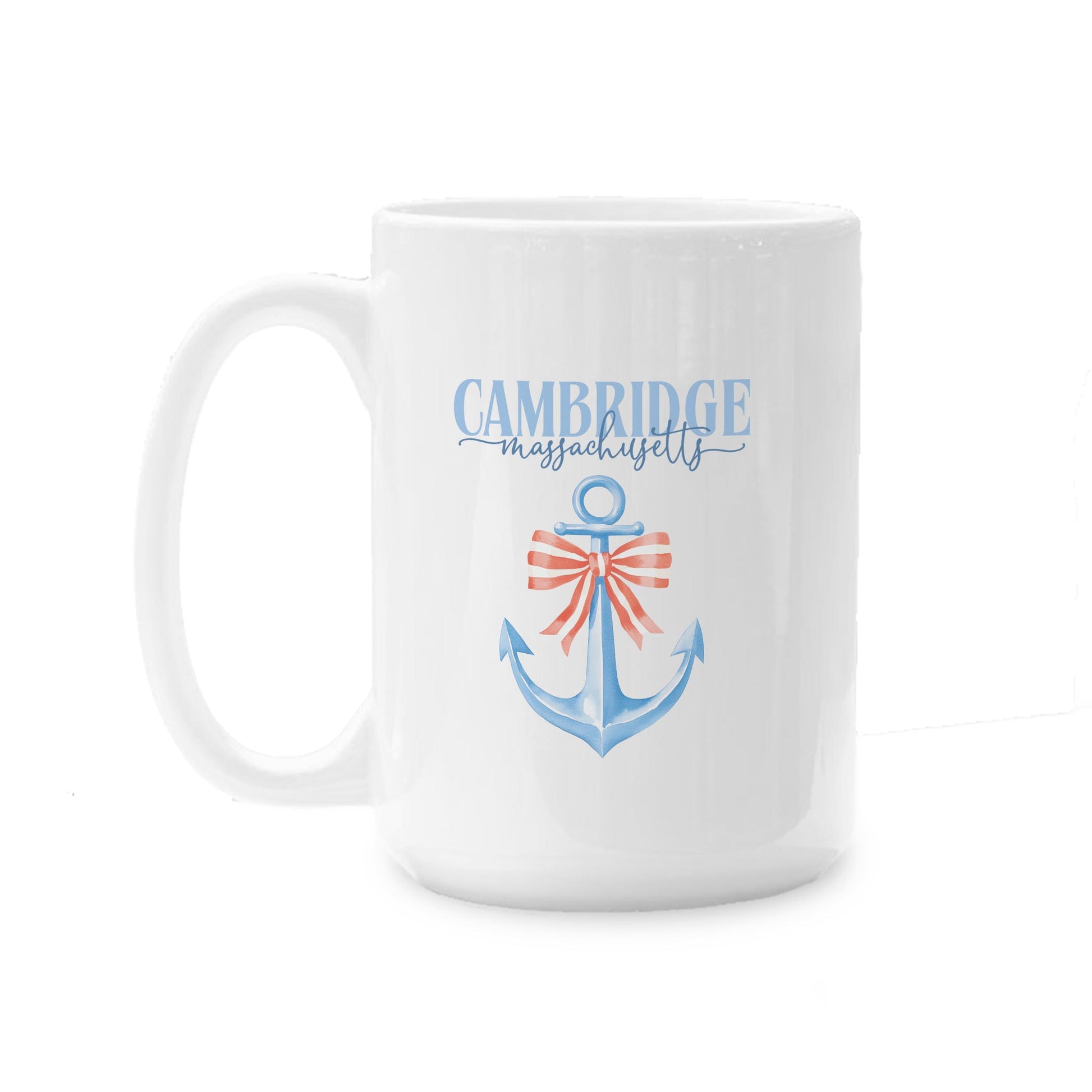 15oz Coffee Mug White-Love+Local New England Tides Anchor -0