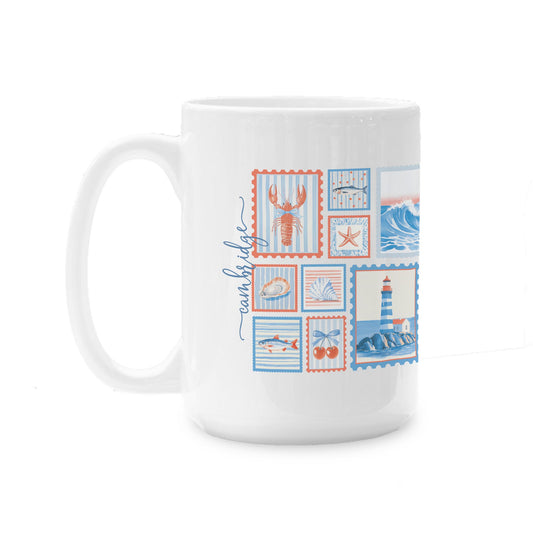 15oz Coffee Mug White-Love+Local New England Tides Stamps -0
