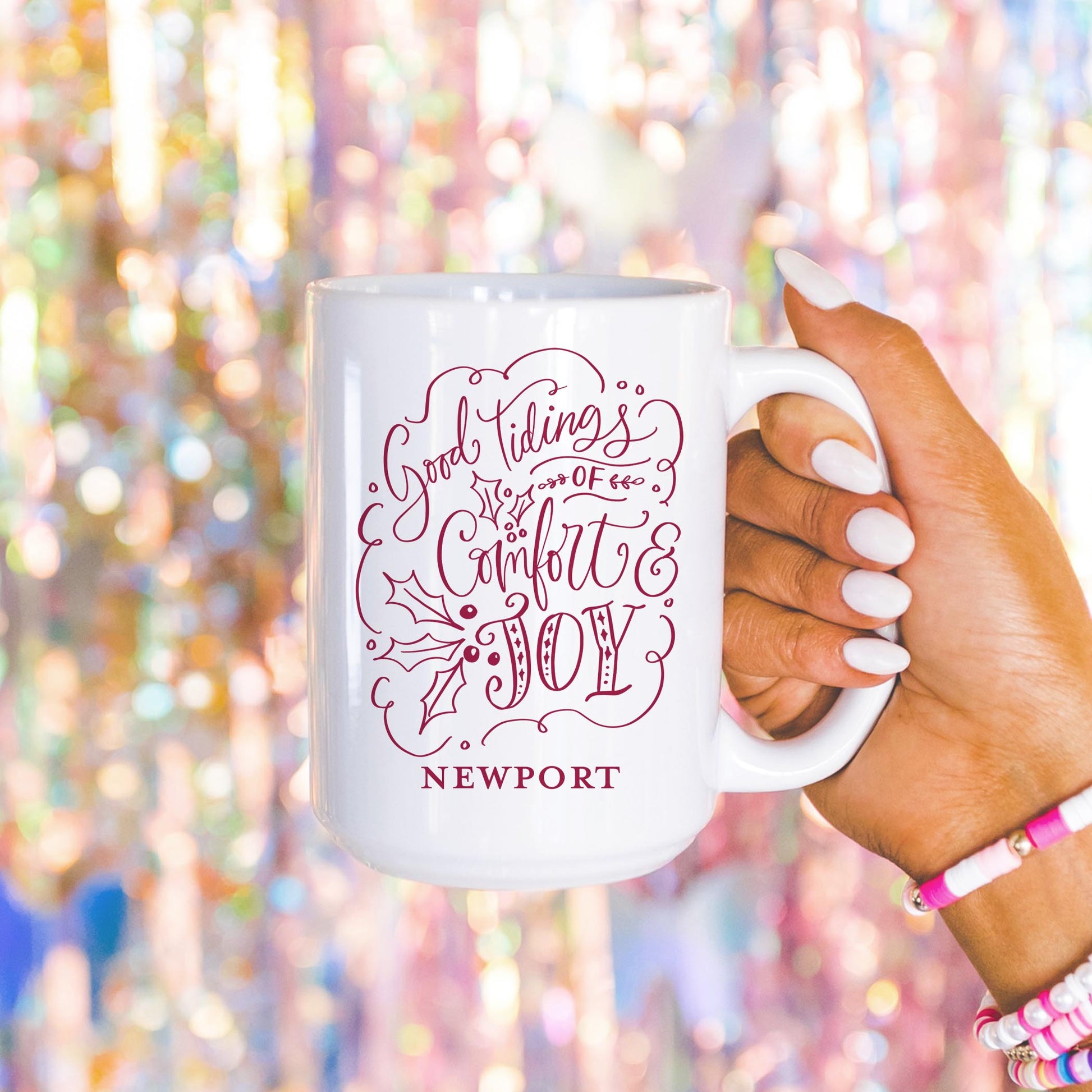 15oz Coffee Mug White-Love + Local Winterberry -4