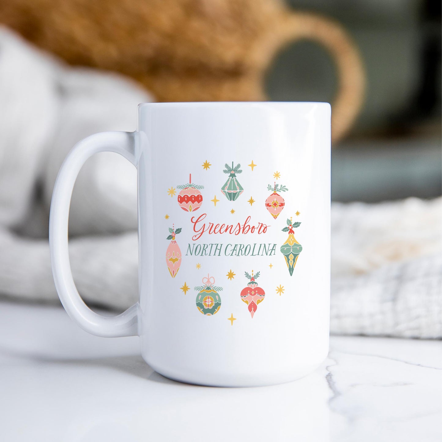 15oz Coffee Mug White-Ornament Gems