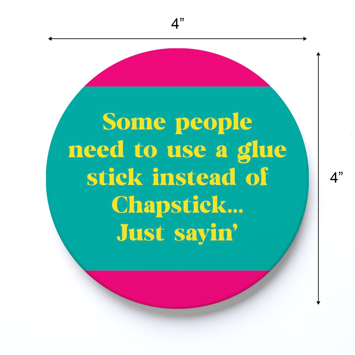 Ceramic Round Coaster-Bright Humor Glue Stick Chapstick -3