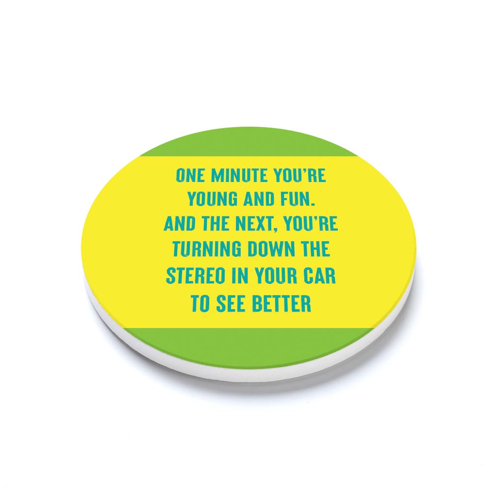 Ceramic Round Coaster-Bright Humor Young And Fun -1