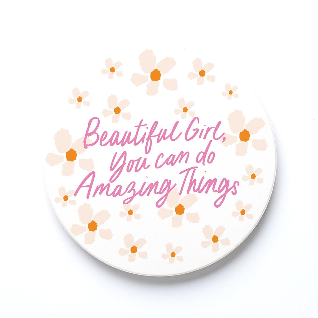 Ceramic Round Coaster-Kalia Floral Beautiful Girl