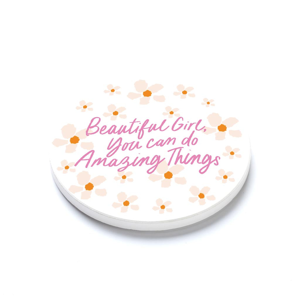 Ceramic Round Coaster-Kalia Floral Beautiful Girl