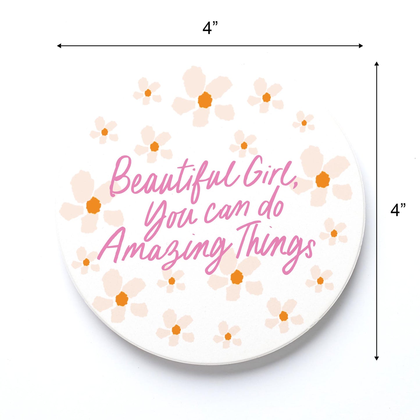 Ceramic Round Coaster-Kalia Floral Beautiful Girl