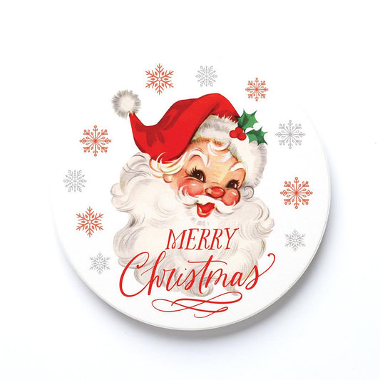 Ceramic Round Coaster-Classic Santa