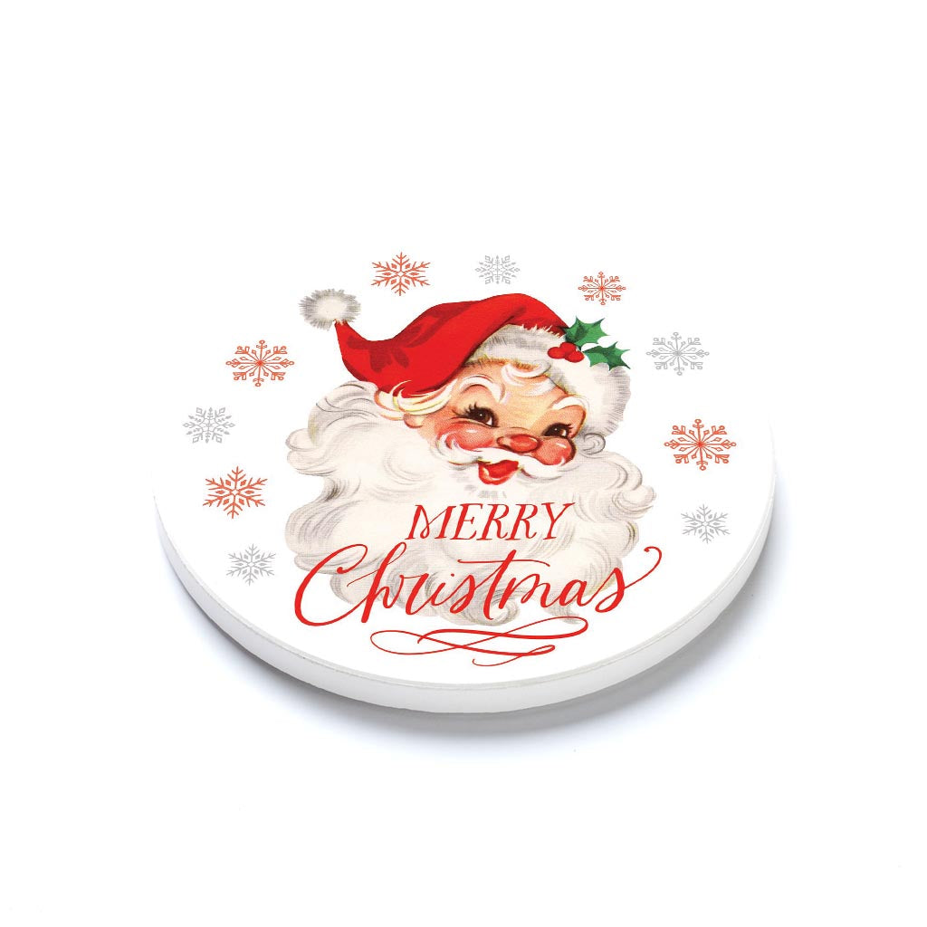 Ceramic Round Coaster-Classic Santa