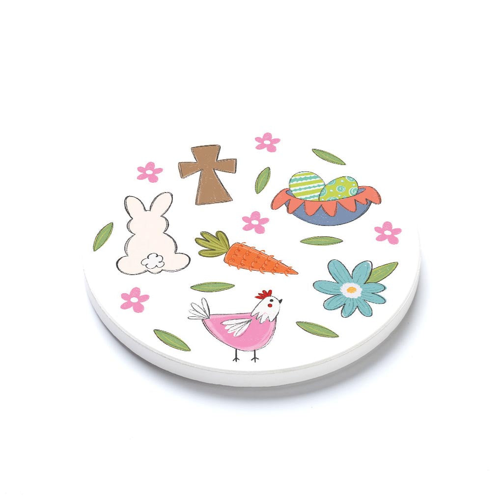 Ceramic Round Coaster-Easter Pattern