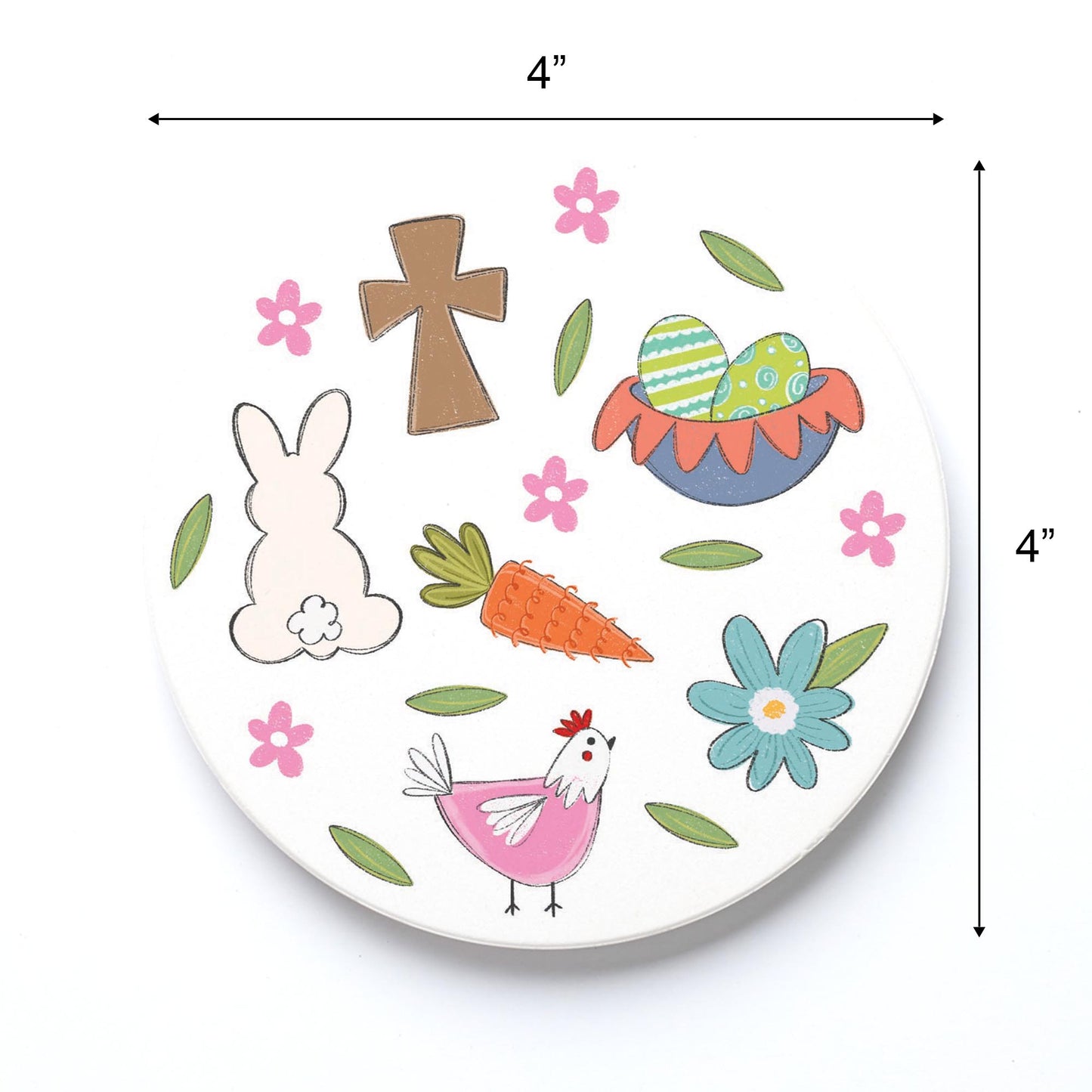 Ceramic Round Coaster-Easter Pattern