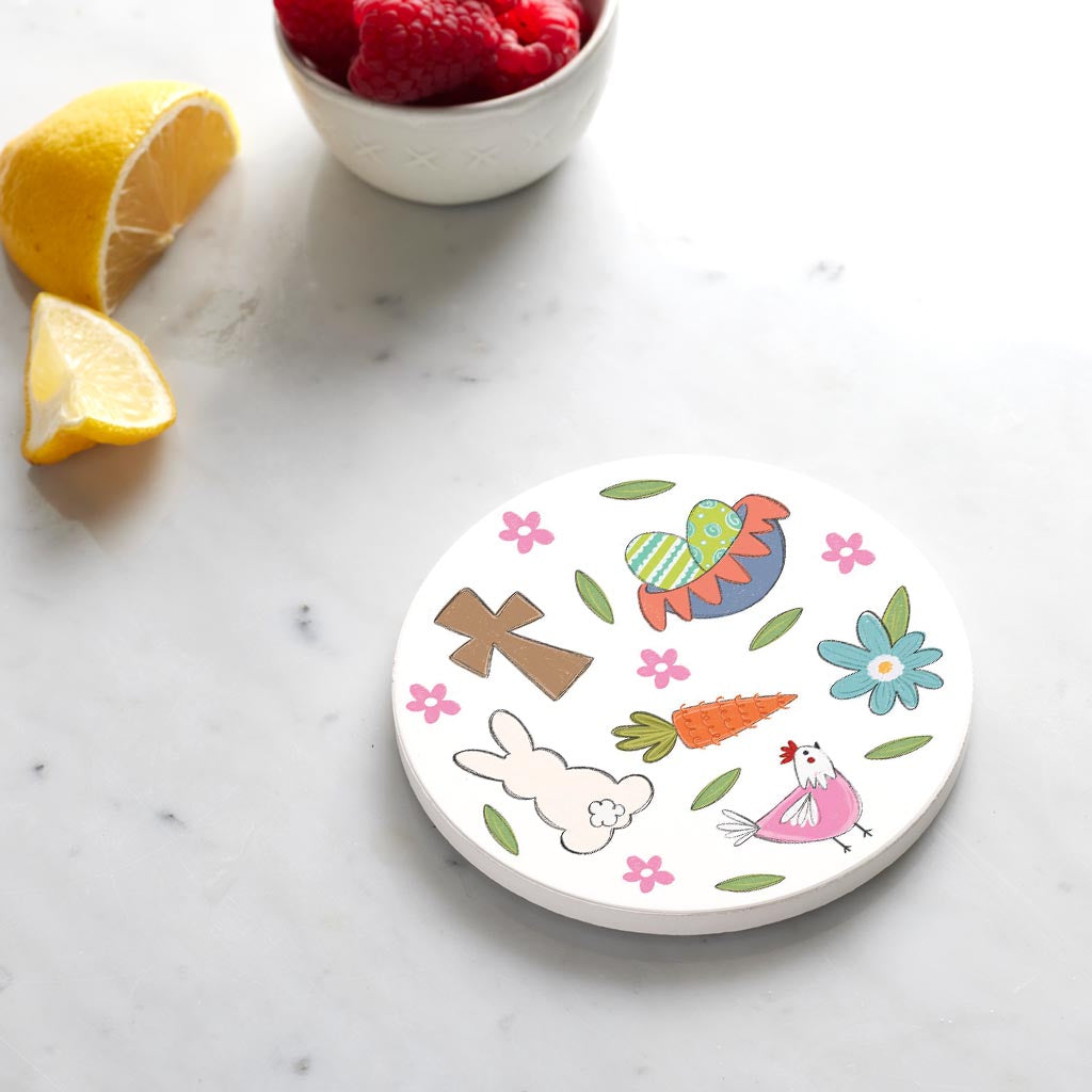 Ceramic Round Coaster-Easter Pattern