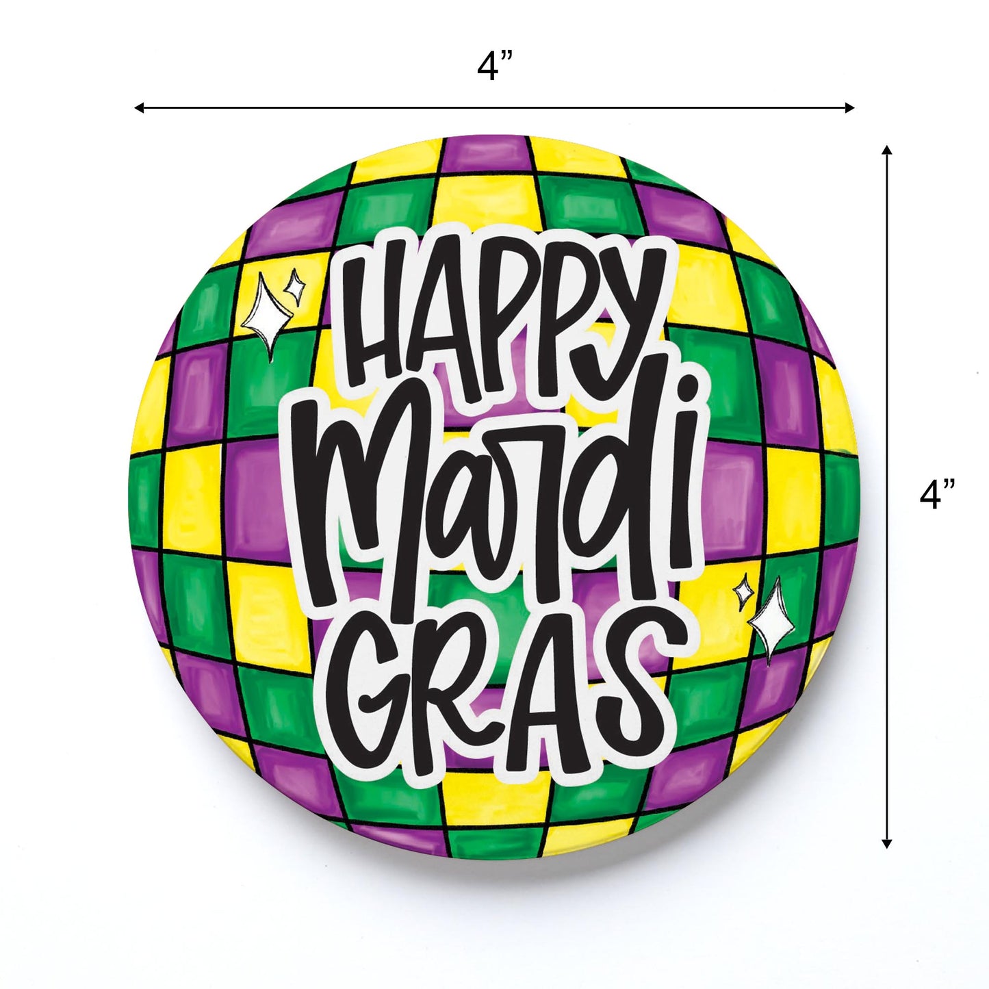 Ceramic Round Coaster-Mardi Gras Disco Ball