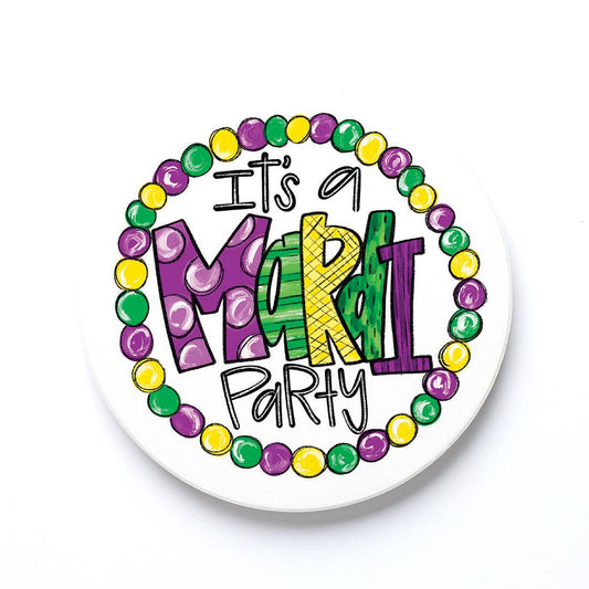 Ceramic Round Coaster-Mardi Gras Mardi Party