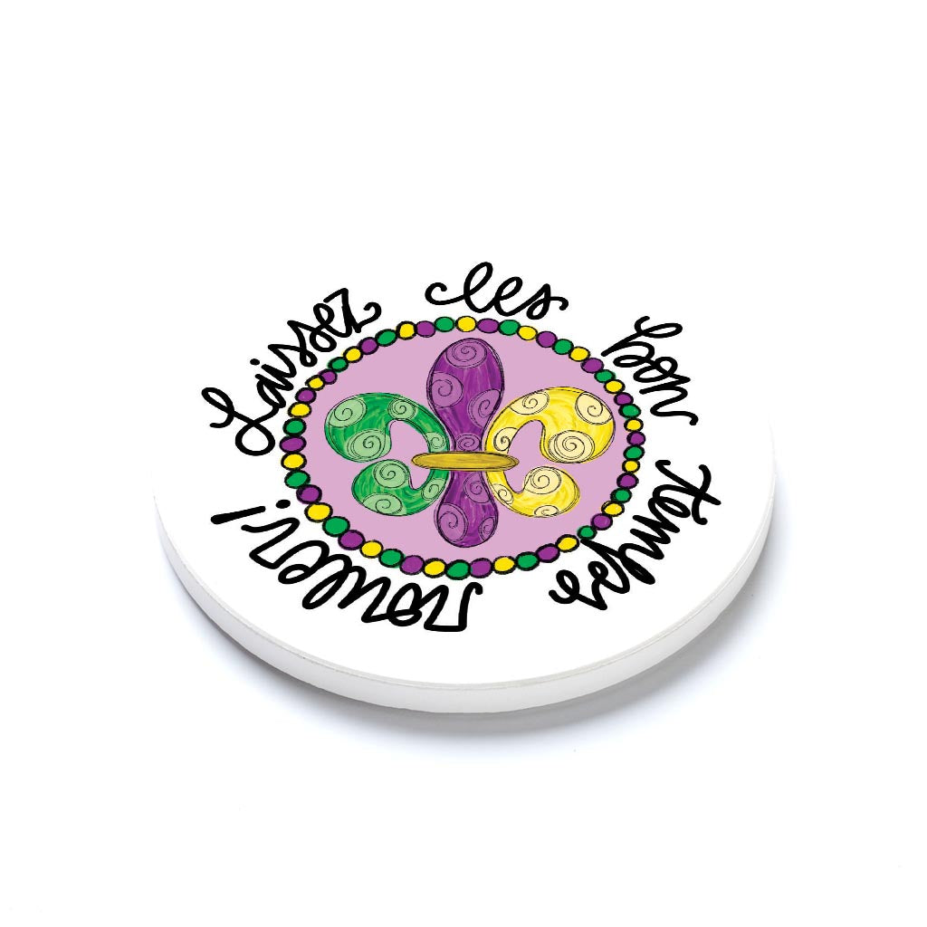 Ceramic Round Coaster-Mardi Gras Laissez Les Bon Temps Rouler