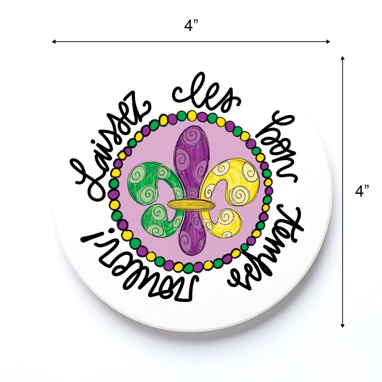 Ceramic Round Coaster-Mardi Gras Laissez Les Bon Temps Rouler