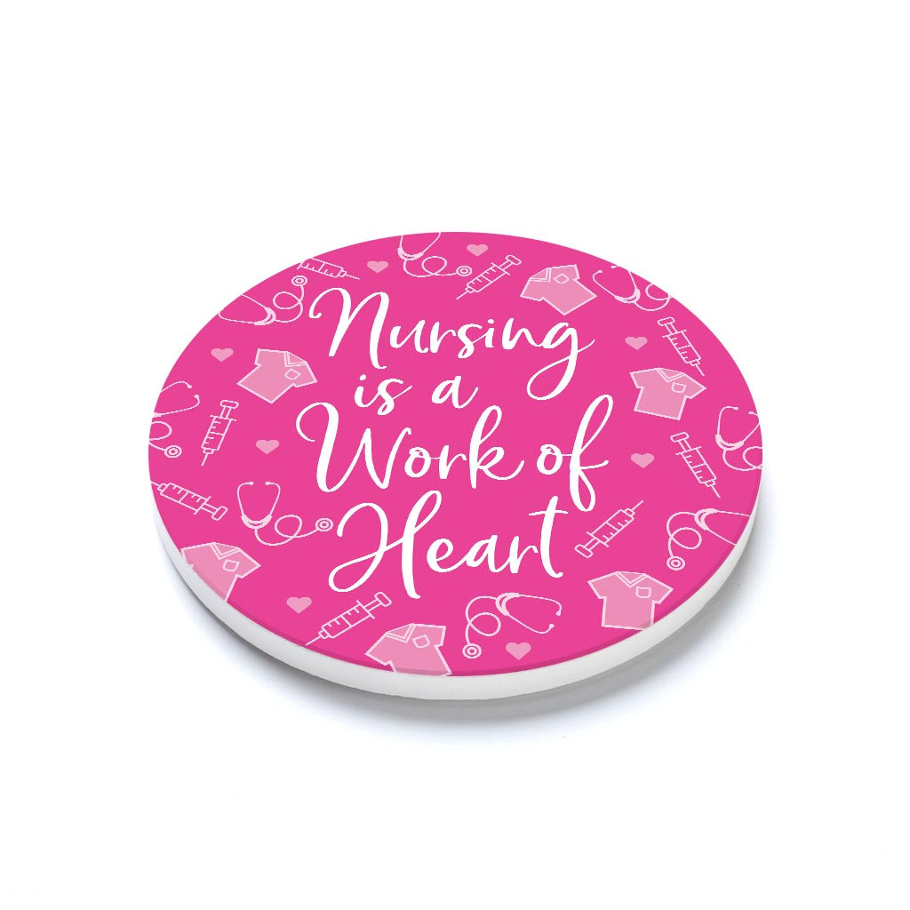 Ceramic Round Coaster-Nursing Is A Work Of Heart