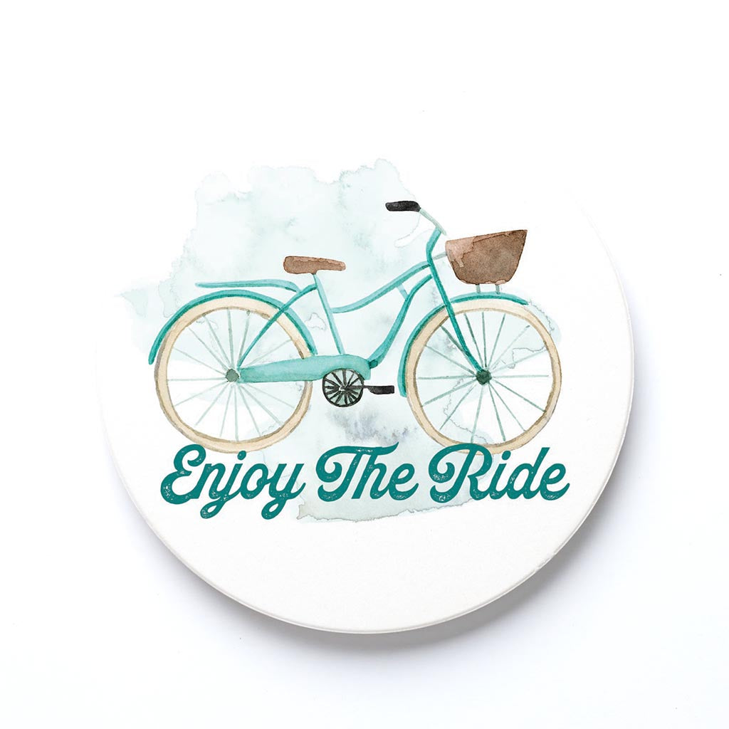 Ceramic Round Coaster-Enjoy The Ride Bike -0