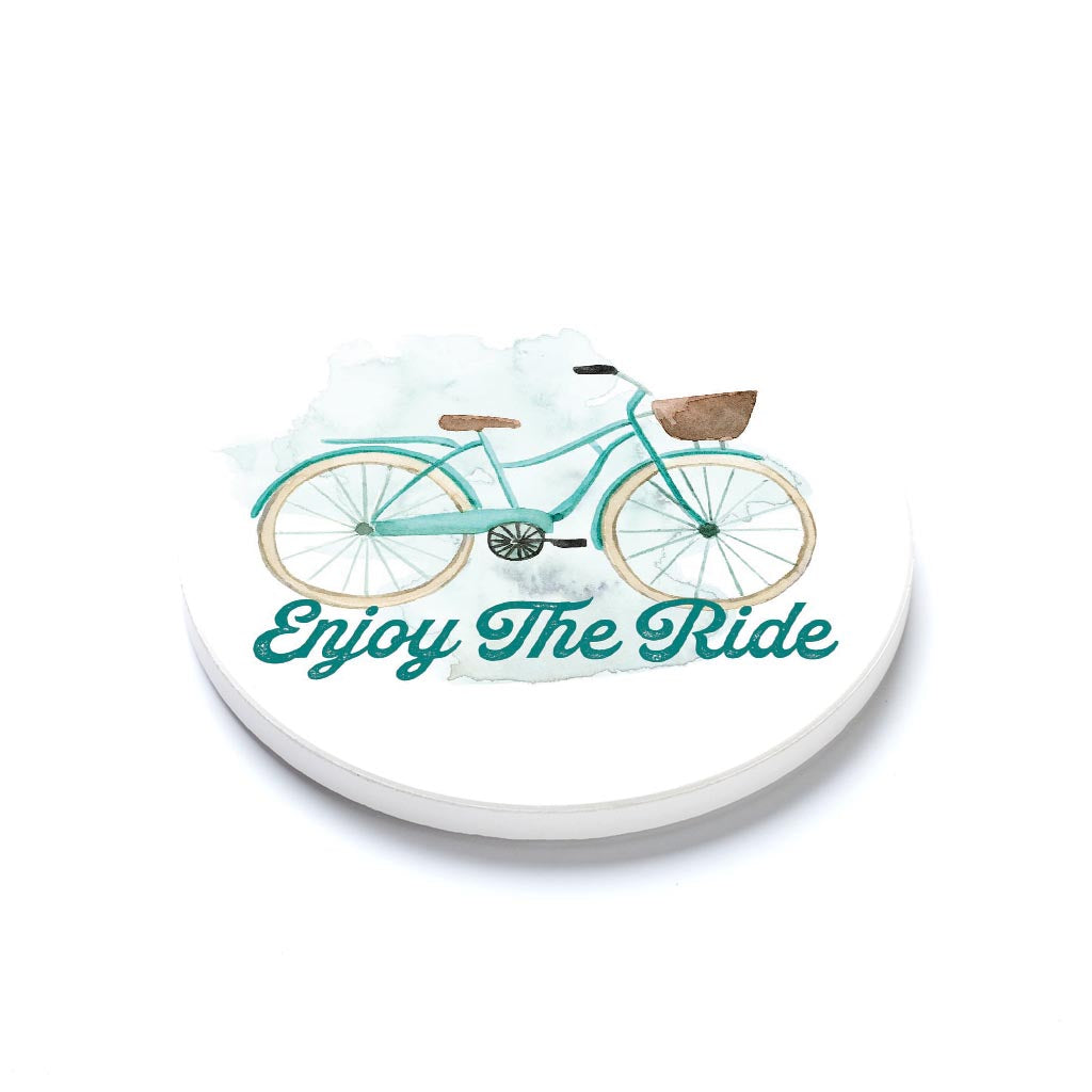 Ceramic Round Coaster-Enjoy The Ride Bike -1