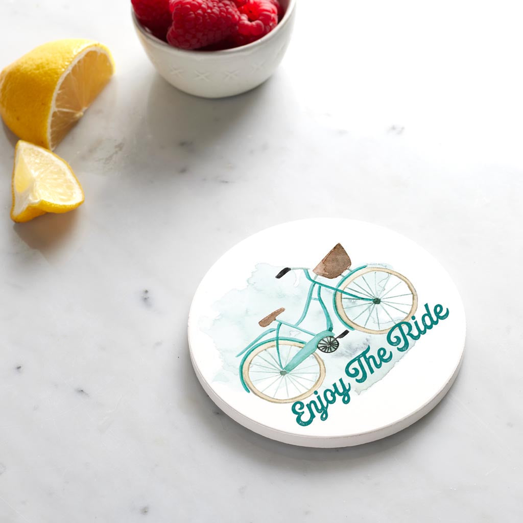 Ceramic Round Coaster-Enjoy The Ride Bike -4