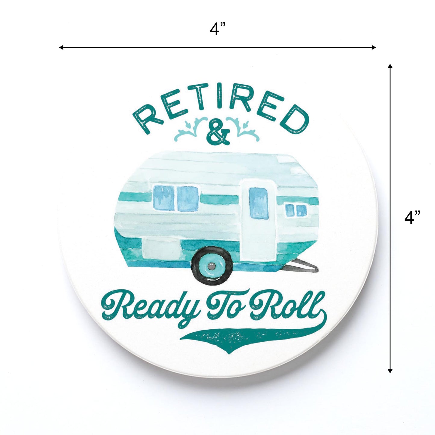 Ceramic Round Coaster-Retired & Ready To Roll -3