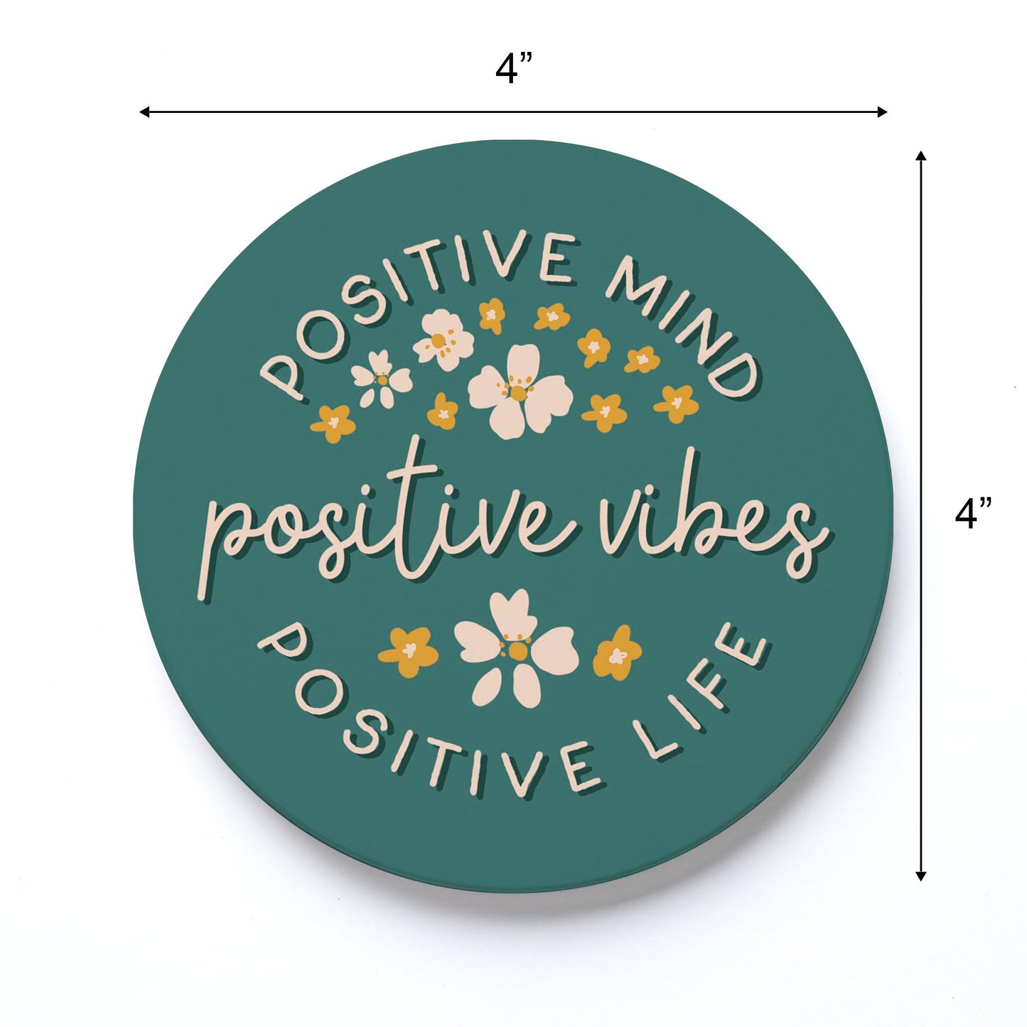 Ceramic Round Coaster-Positive Mind Positive Vibes -3