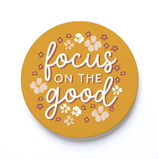 Ceramic Round Coaster-Focus On The Good -0