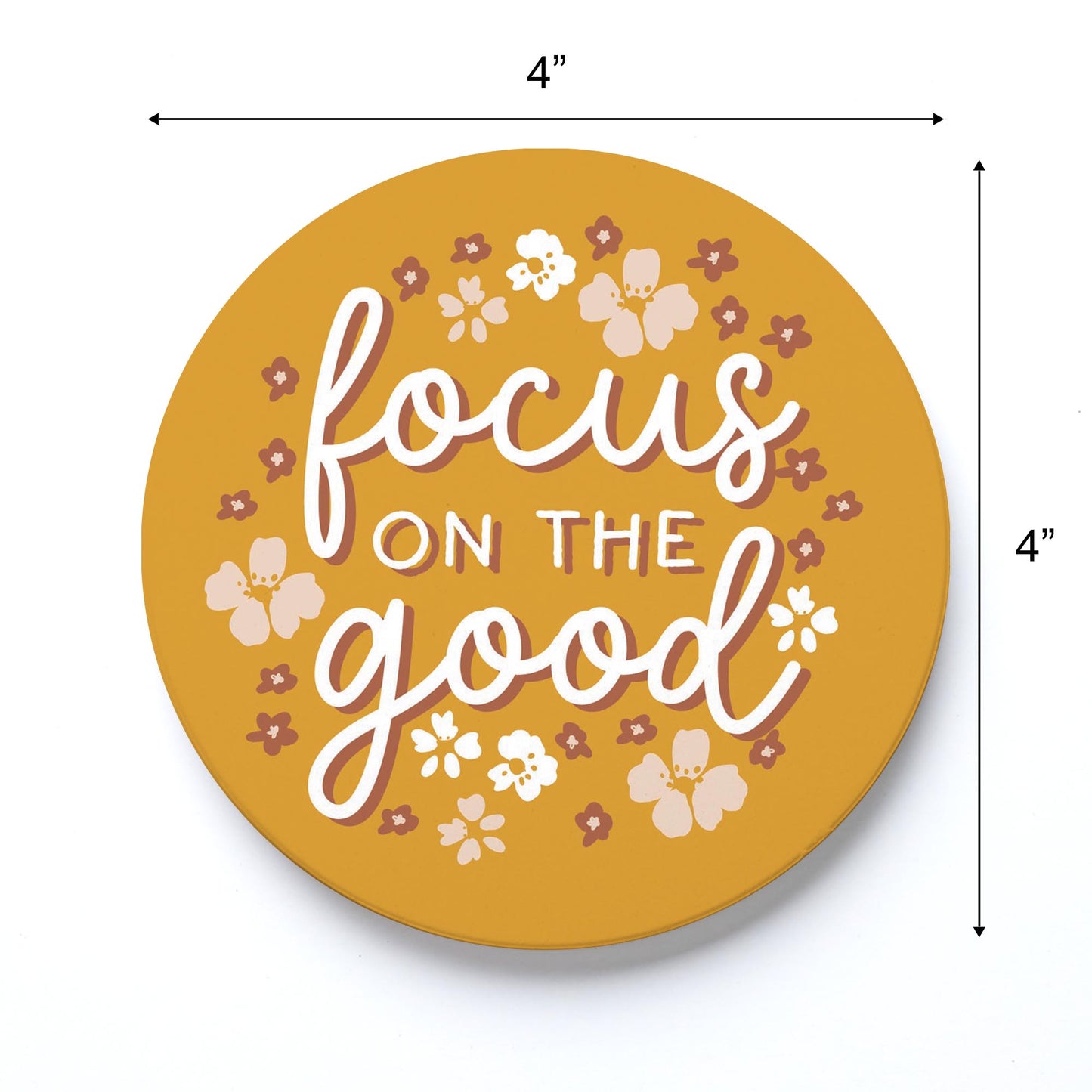 Ceramic Round Coaster-Focus On The Good -3