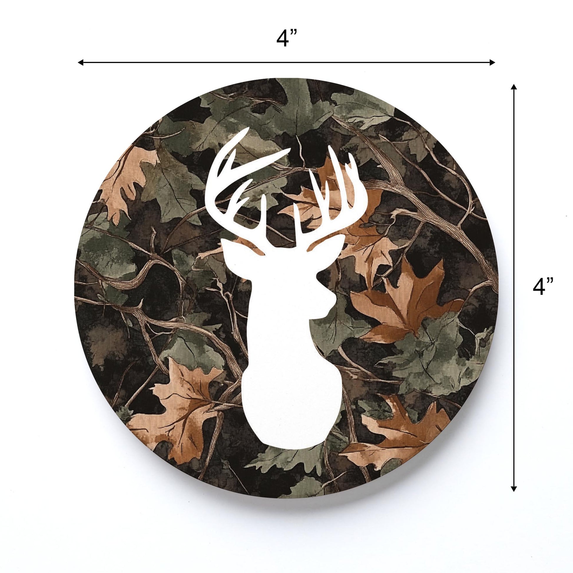 Ceramic Round Coaster-Deer Head Camo -3