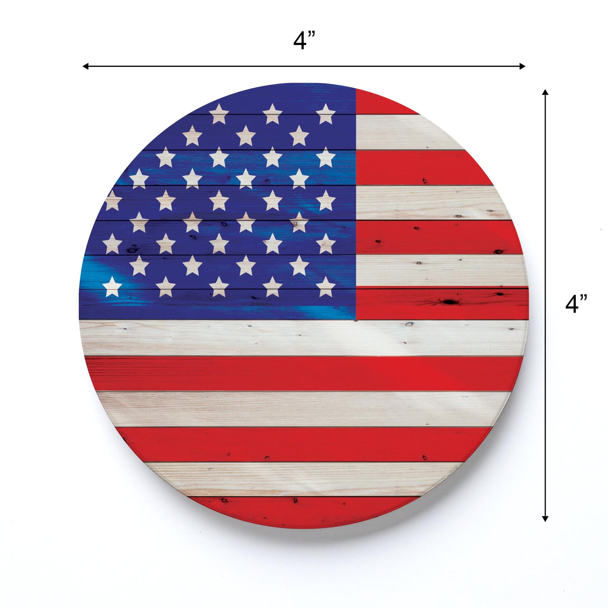 Ceramic Round Coaster-Wooden American Flag -3