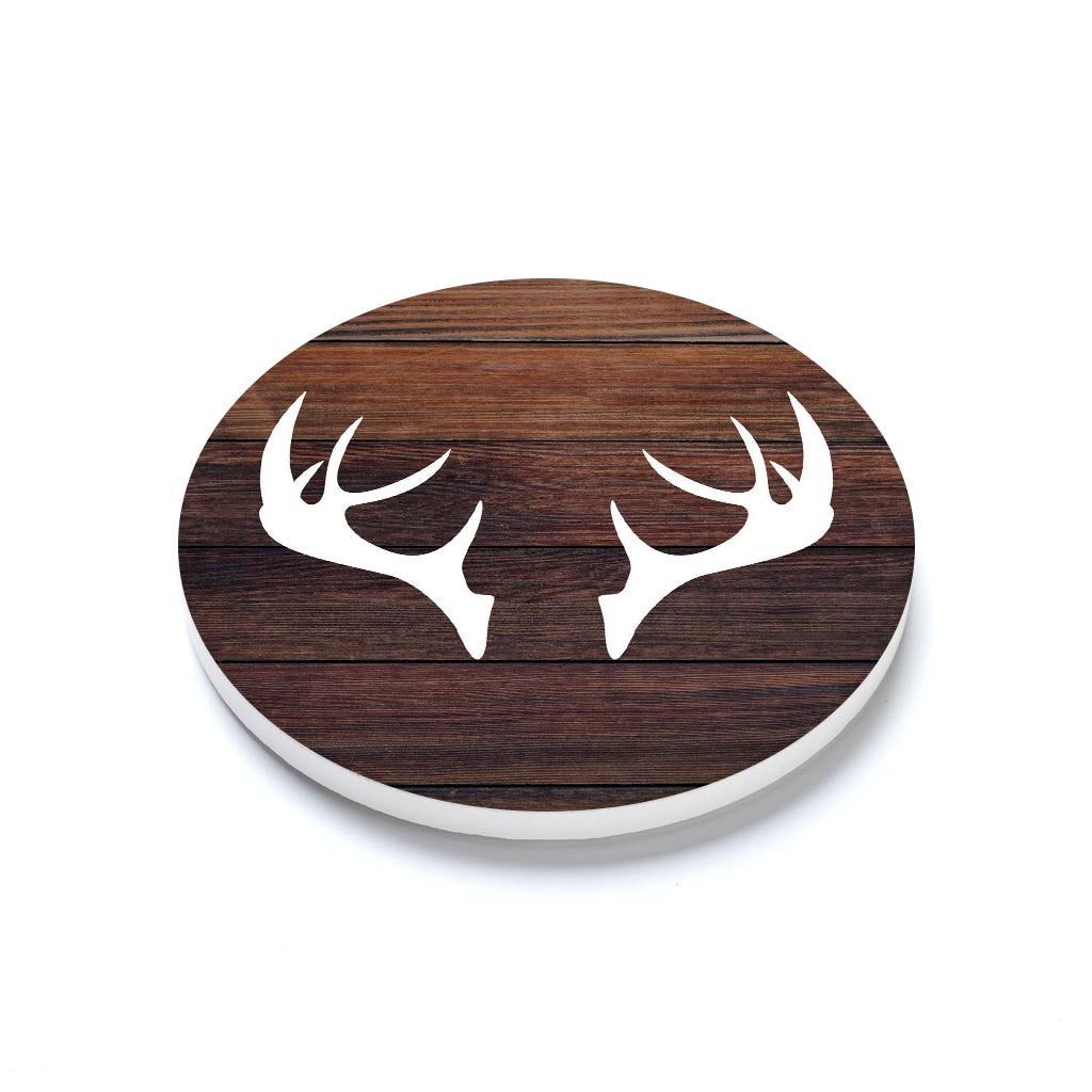 Ceramic Round Coaster-Wooden Antlers -1