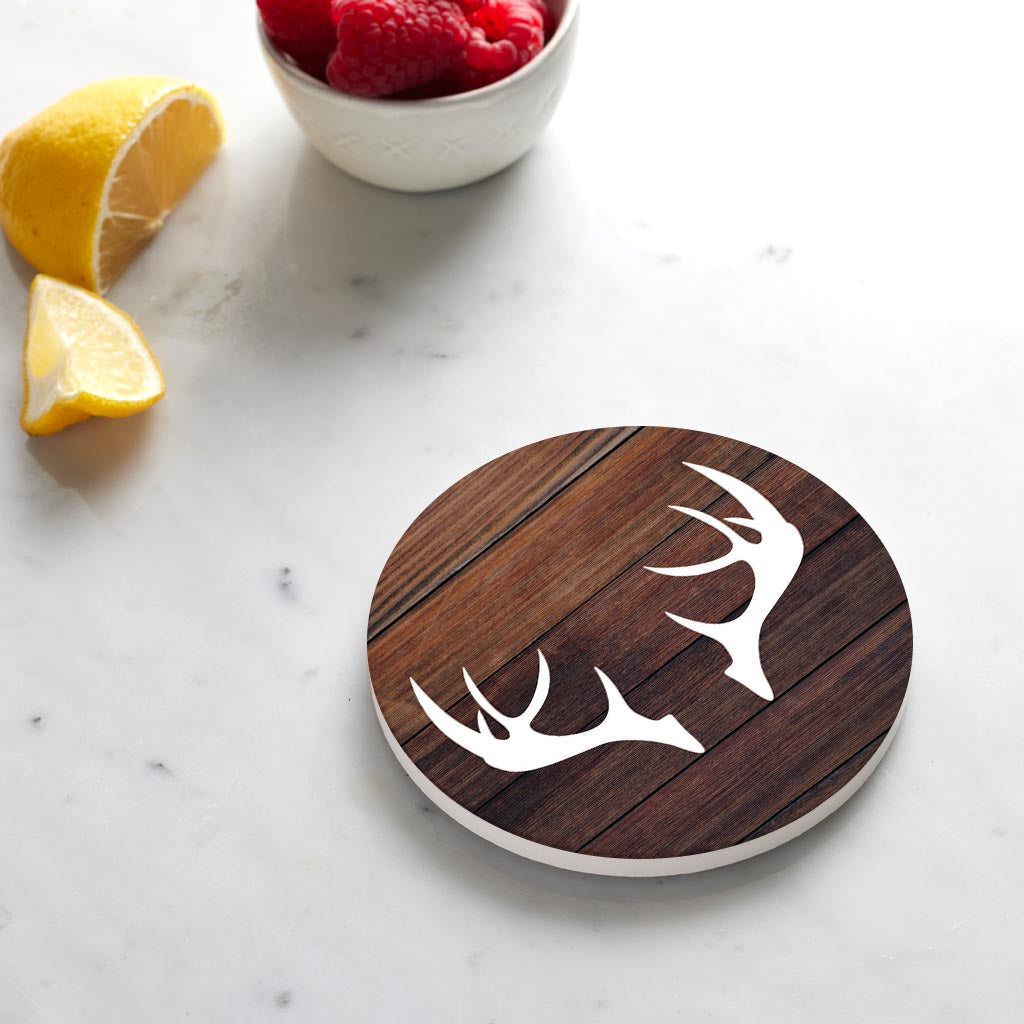 Ceramic Round Coaster-Wooden Antlers -4