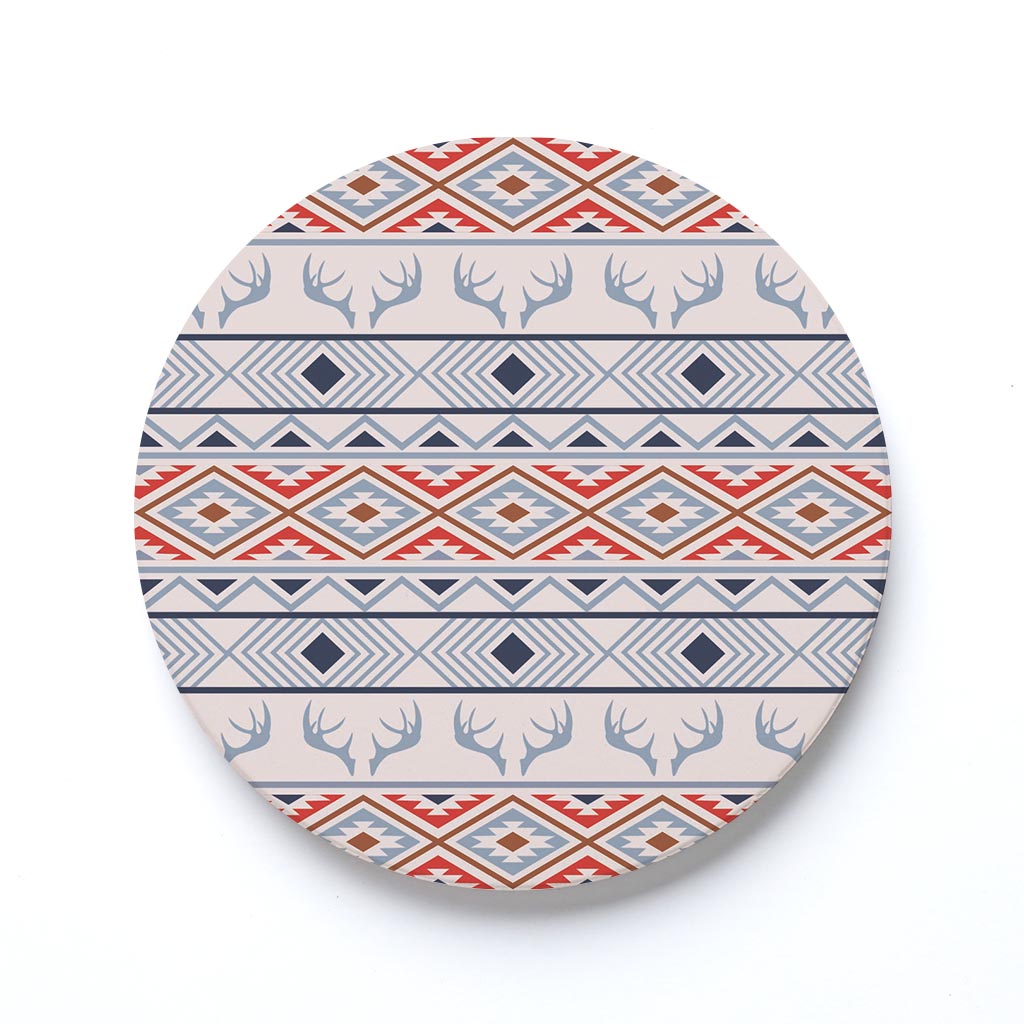 Ceramic Round Coaster-Cabin Hunting Pattern 1 -0