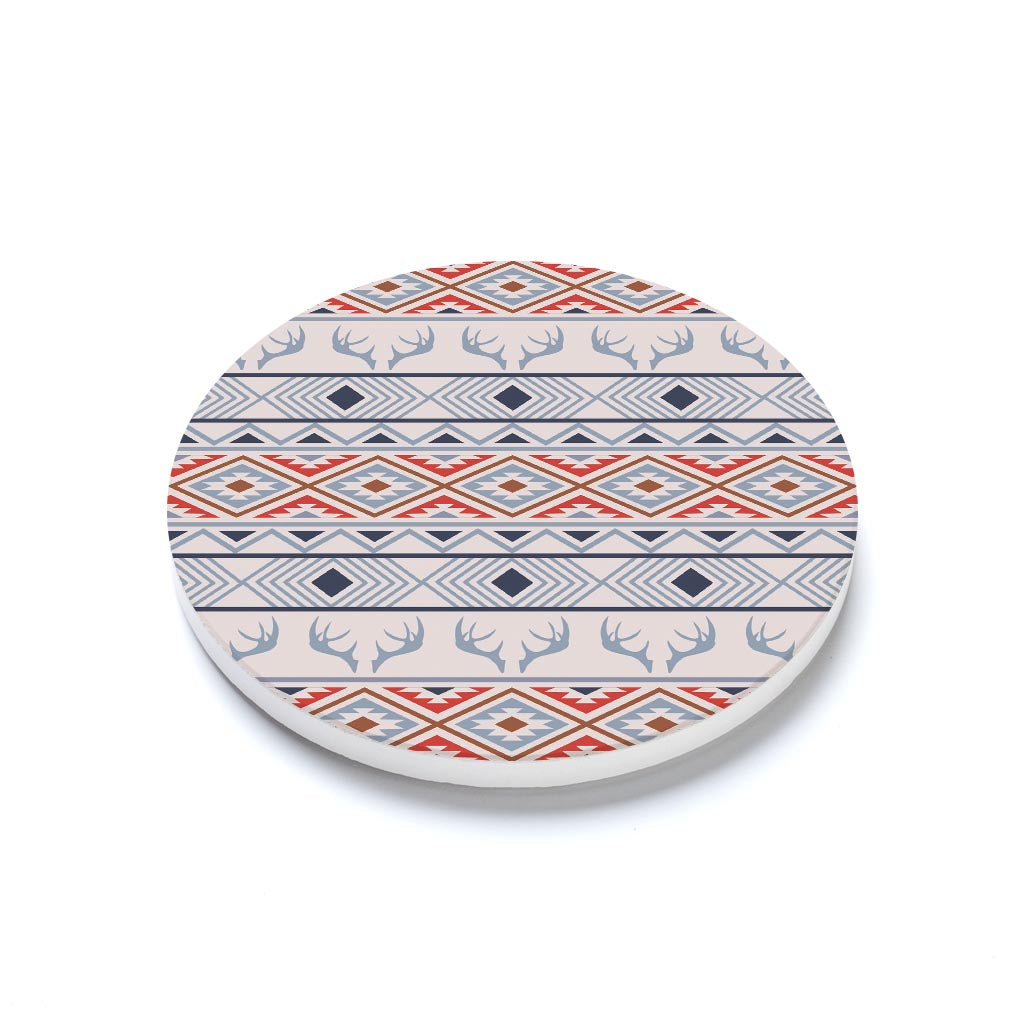 Ceramic Round Coaster-Cabin Hunting Pattern 1 -1