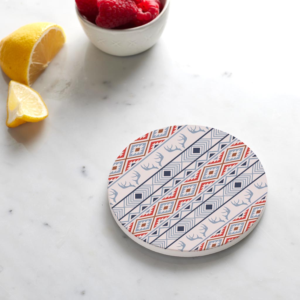 Ceramic Round Coaster-Cabin Hunting Pattern 1 -4