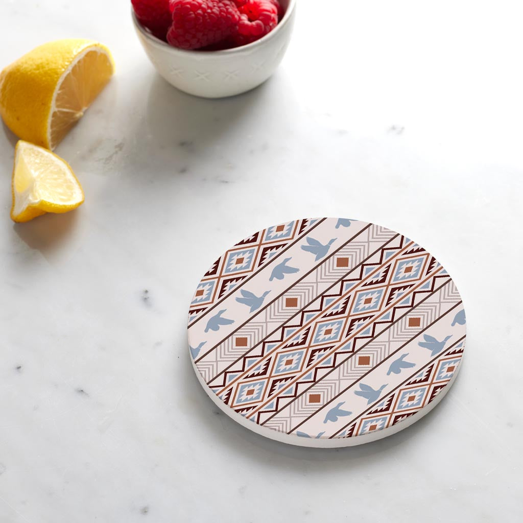 Ceramic Round Coaster-Cabin Hunting Pattern 2 -4