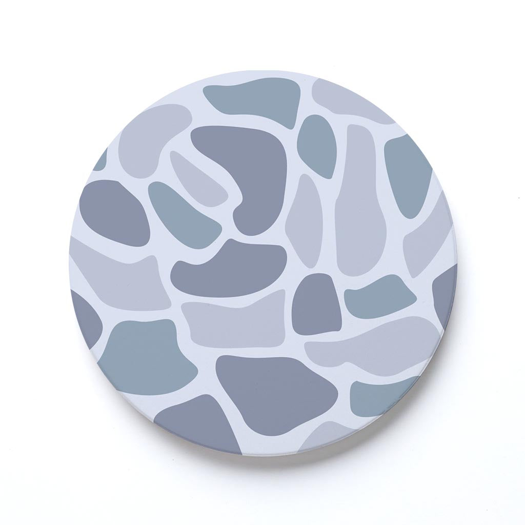 Ceramic Round Coaster-Grey Camo Pattern -0