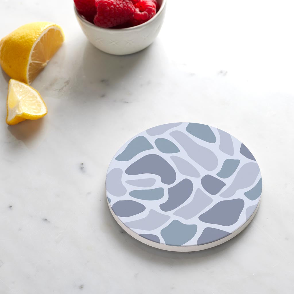 Ceramic Round Coaster-Grey Camo Pattern -4