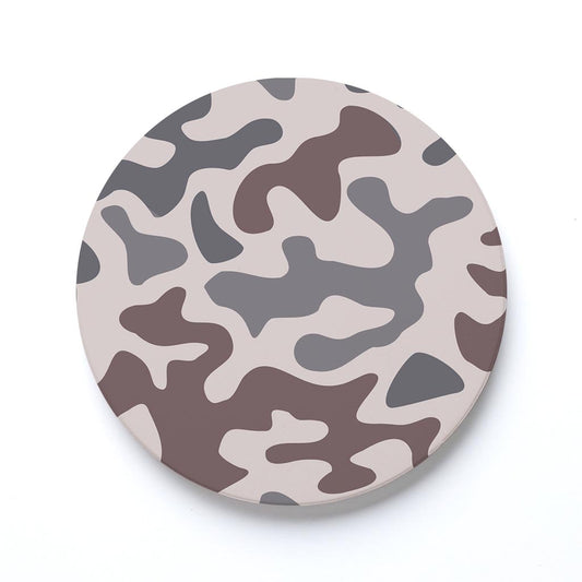 Ceramic Round Coaster-Brown Camo Pattern -0