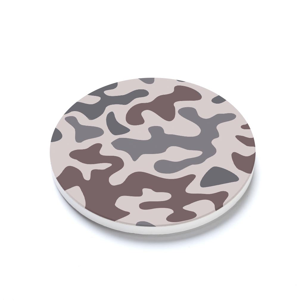 Ceramic Round Coaster-Brown Camo Pattern -1