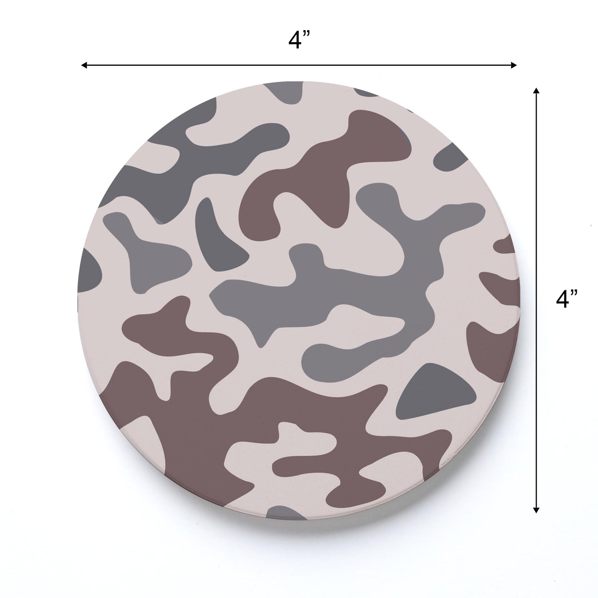 Ceramic Round Coaster-Brown Camo Pattern -3