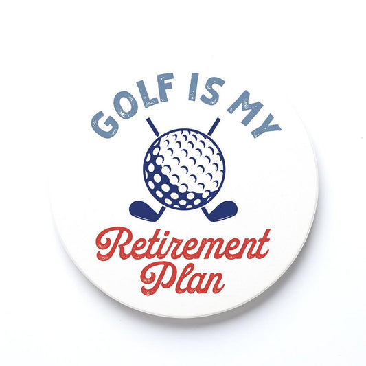 Ceramic Round Coaster-Golf Is My Retirement Plan -0