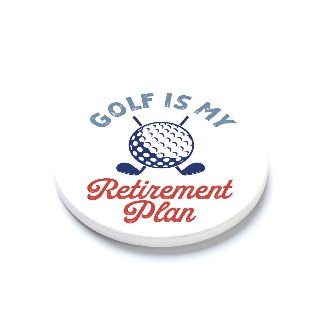 Ceramic Round Coaster-Golf Is My Retirement Plan -1