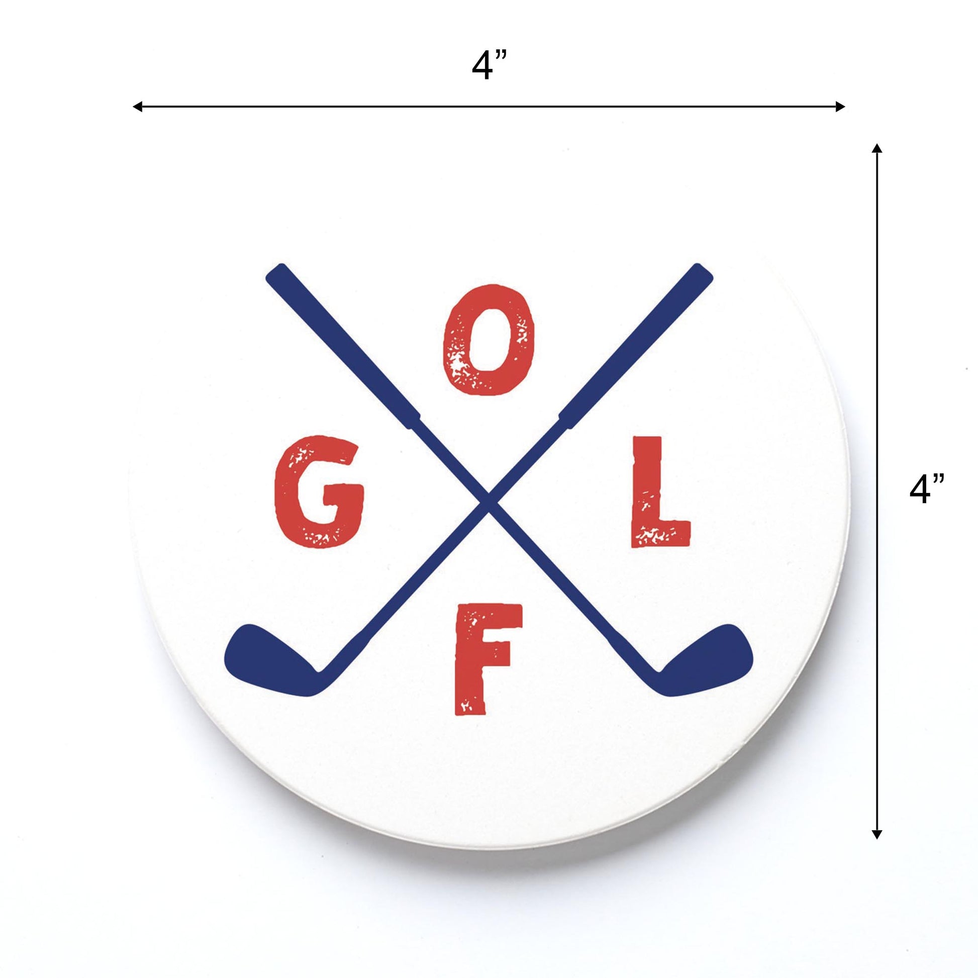 Ceramic Round Coaster-Golf Crossed Clubs -3