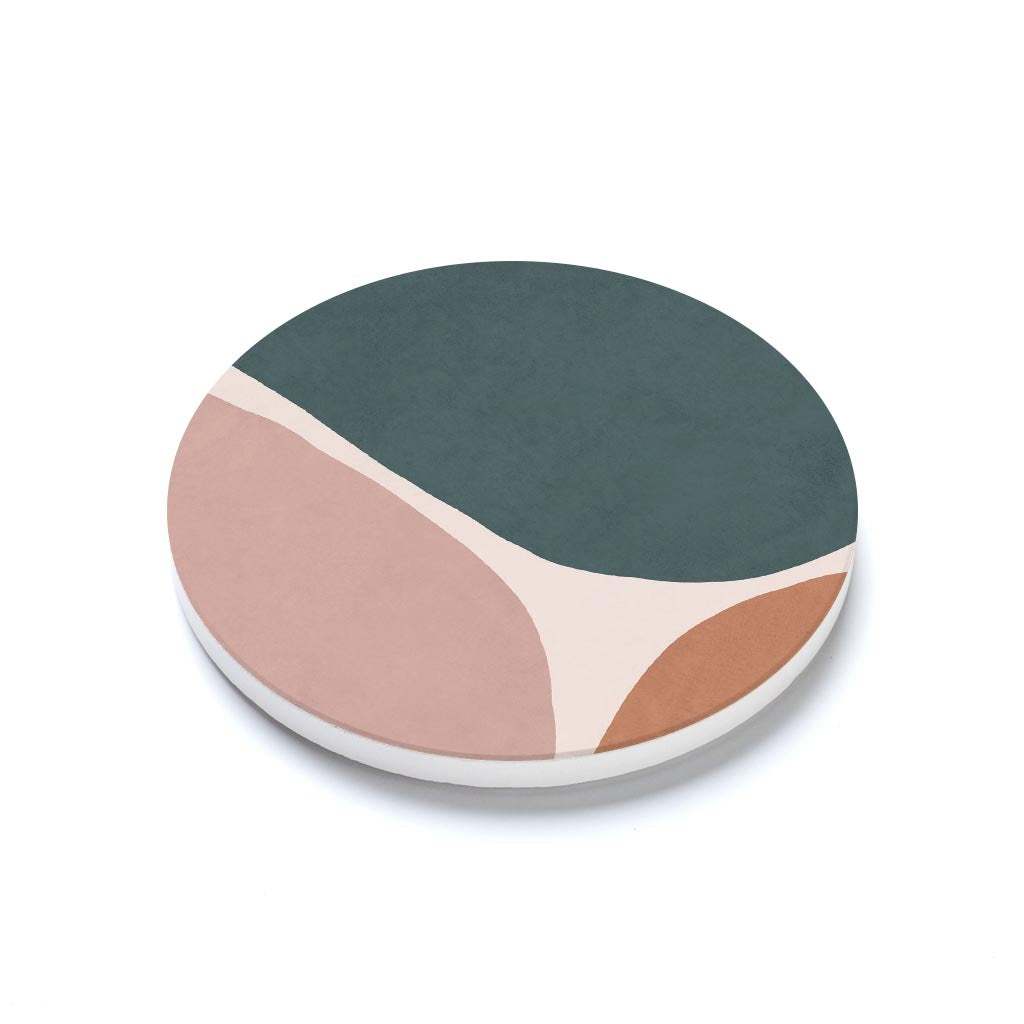 Ceramic Round Coaster-Abstract Retro Shapes 1 -1