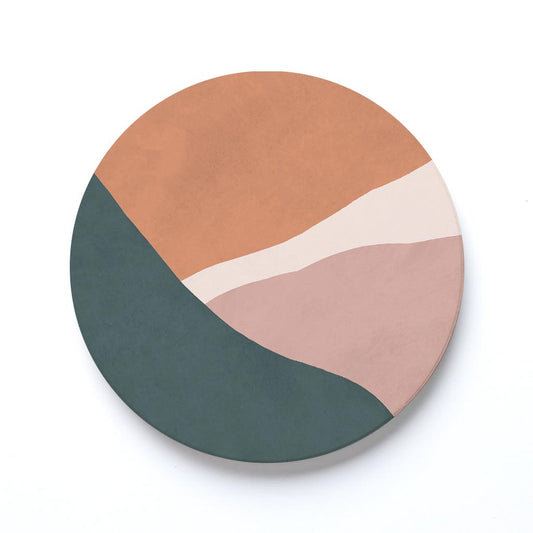 Ceramic Round Coaster-Abstract Retro Shapes 2 -0