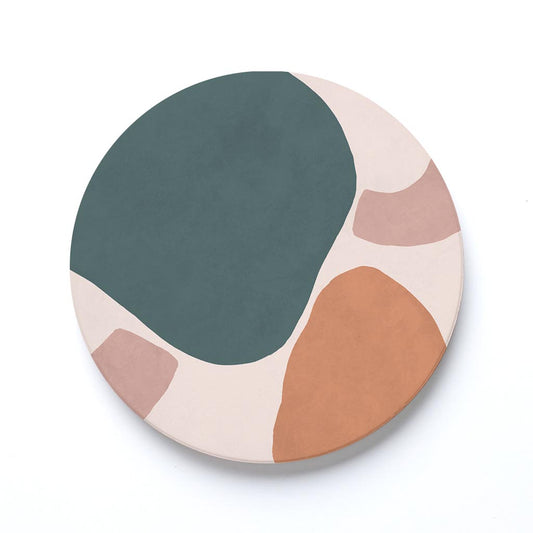 Ceramic Round Coaster-Abstract Retro Shapes 3 -0