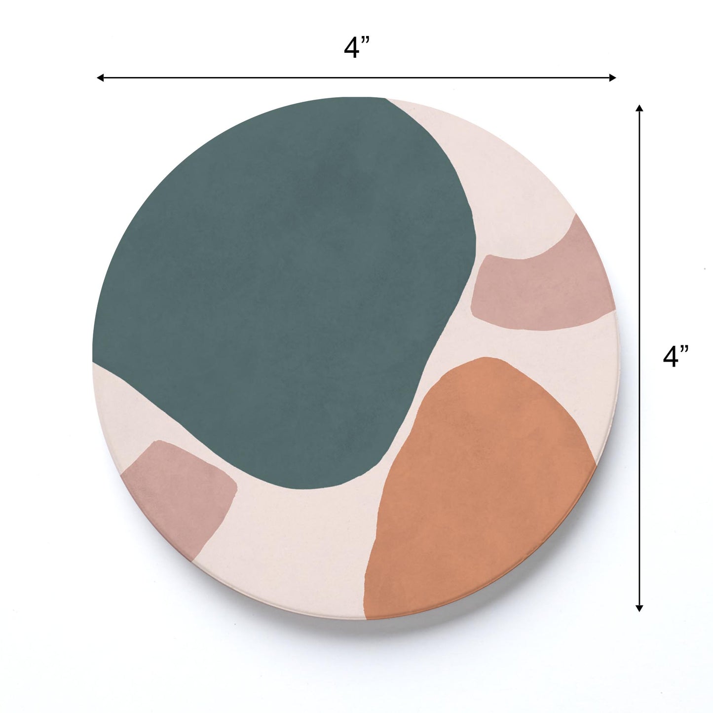 Ceramic Round Coaster-Abstract Retro Shapes 3 -3