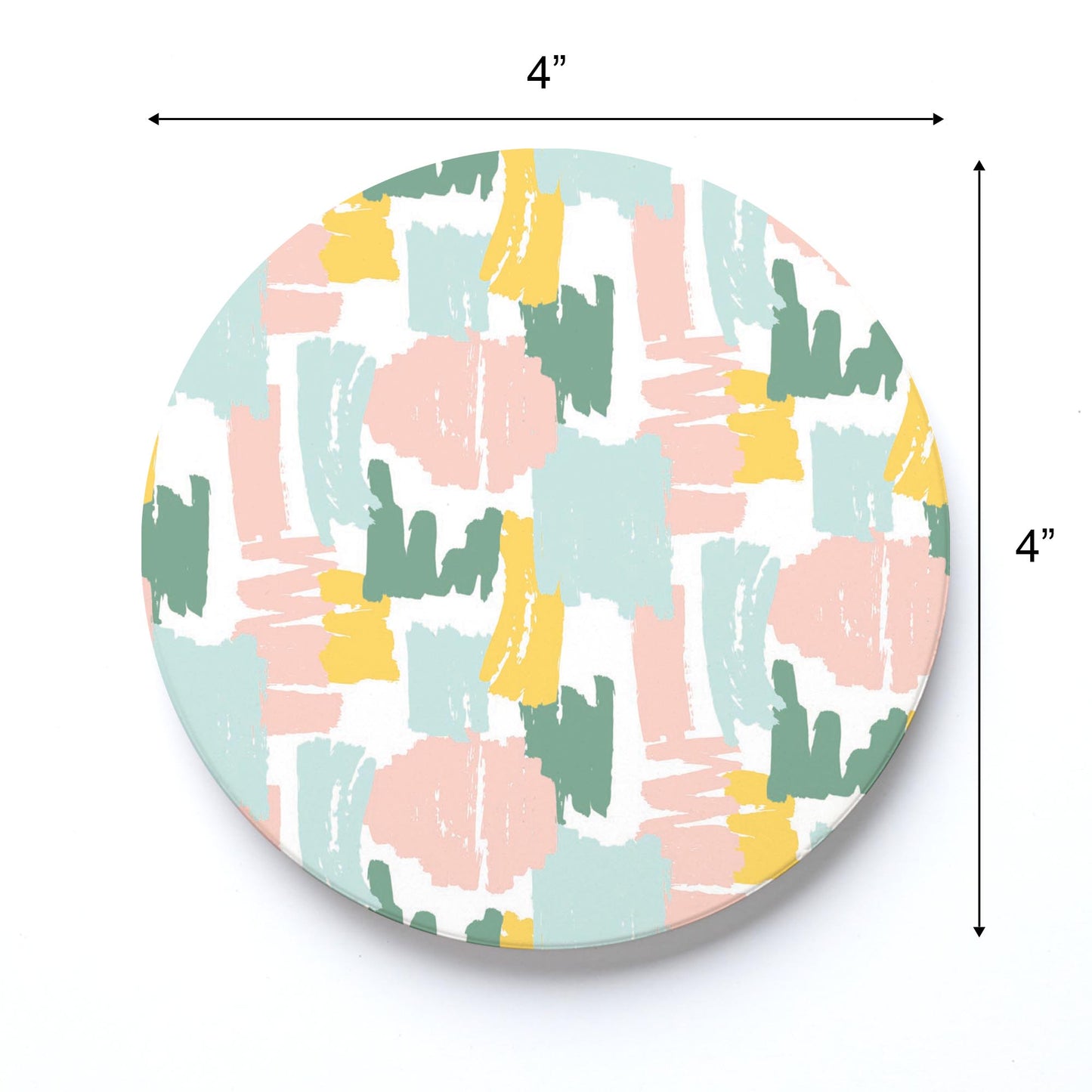 Ceramic Round Coaster-Retro Painted Swatch Pattern 1 -3