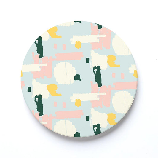 Ceramic Round Coaster-Retro Painted Swatch Pattern 2 -0