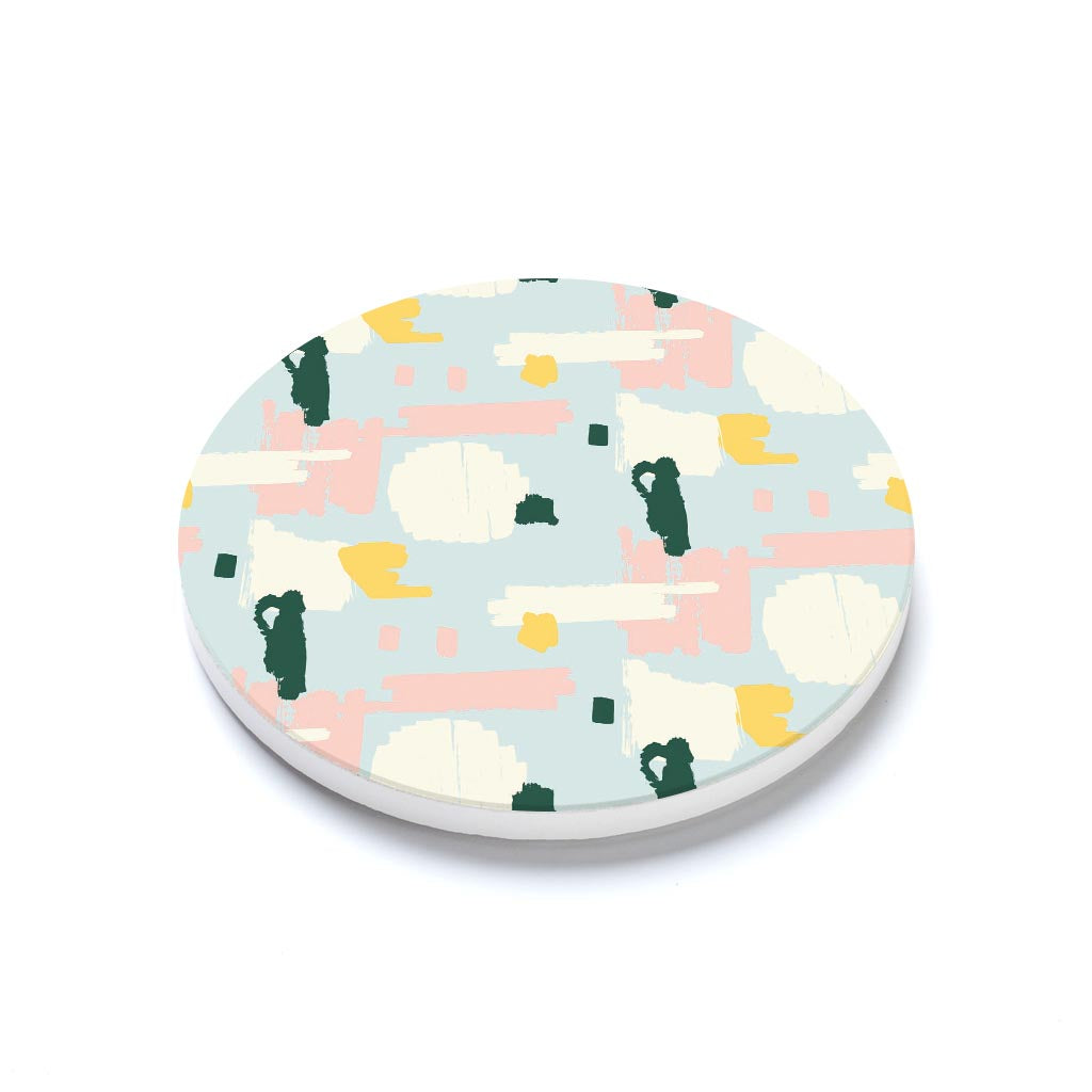 Ceramic Round Coaster-Retro Painted Swatch Pattern 2 -1