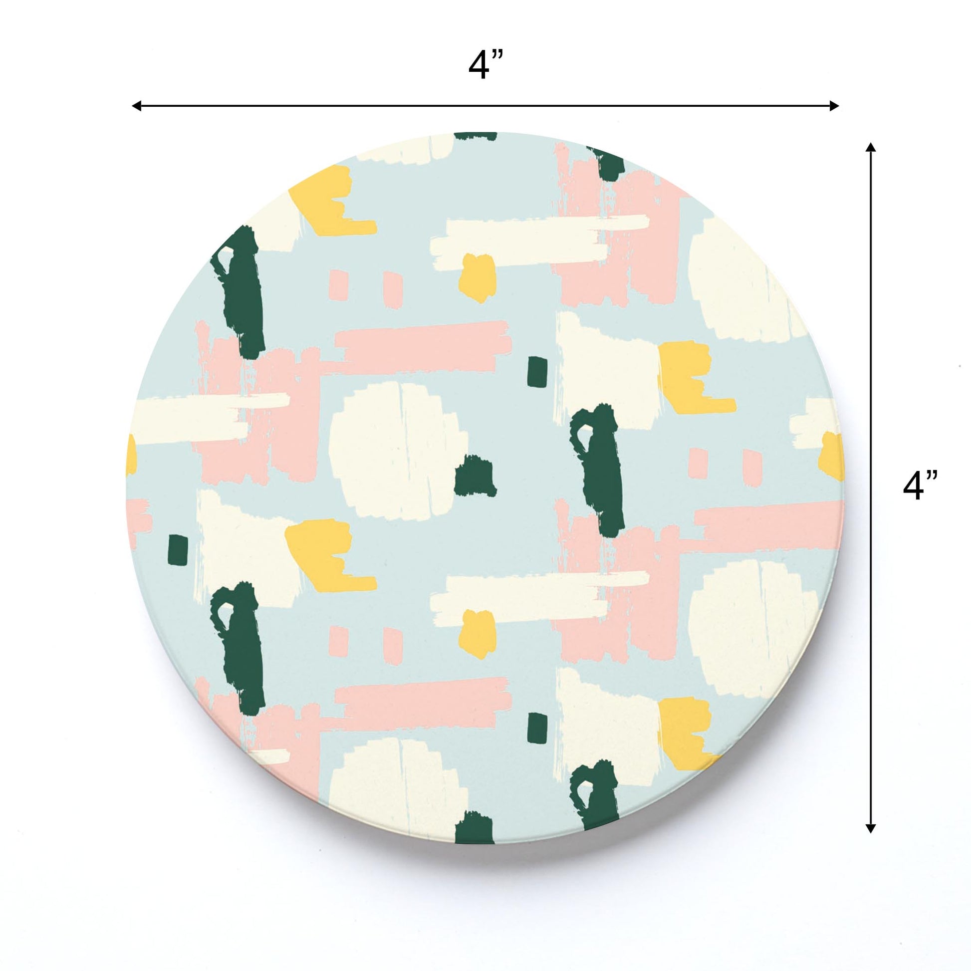 Ceramic Round Coaster-Retro Painted Swatch Pattern 2 -3